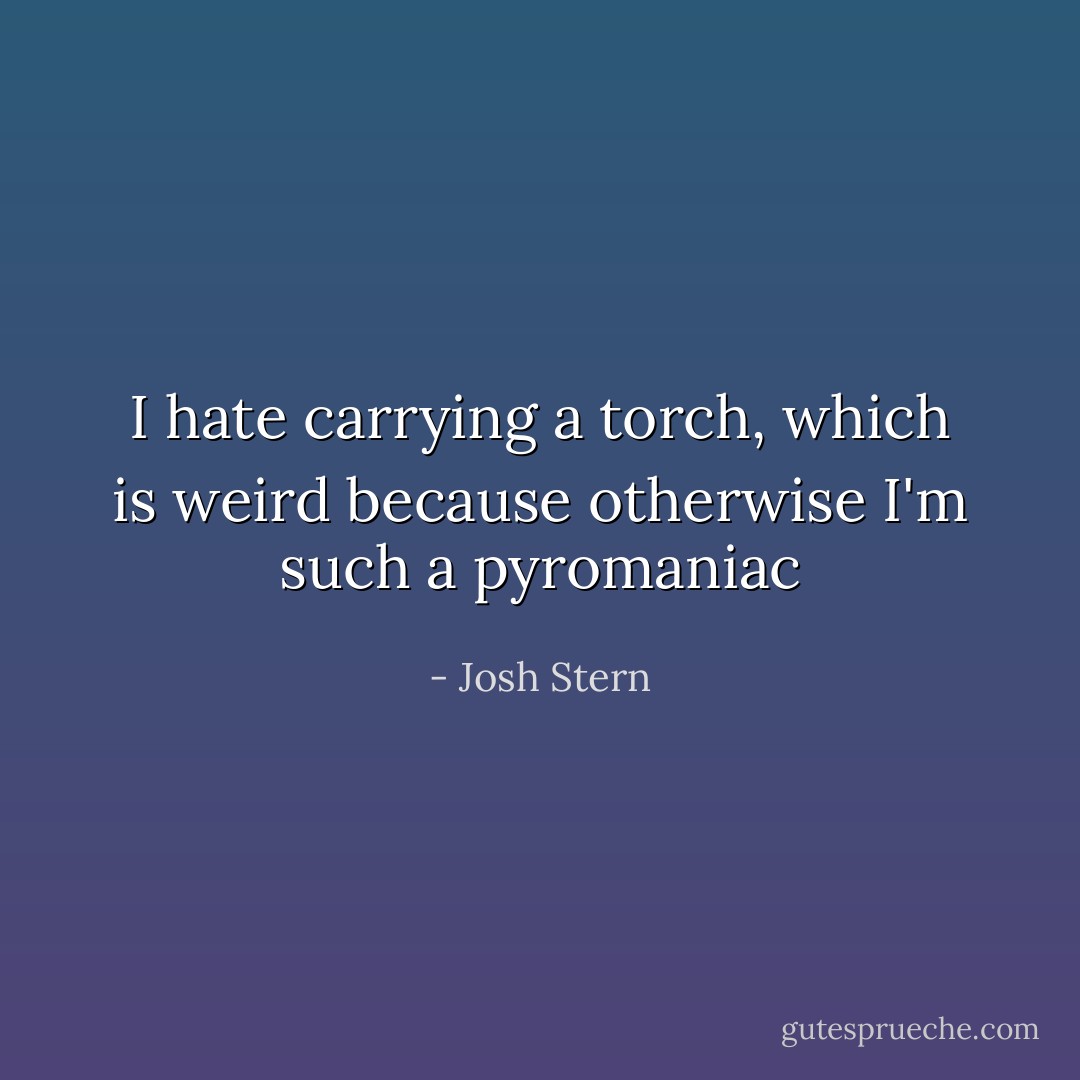 I hate carrying a torch, which is weird because otherwise I'm such a pyromaniac - Josh Stern