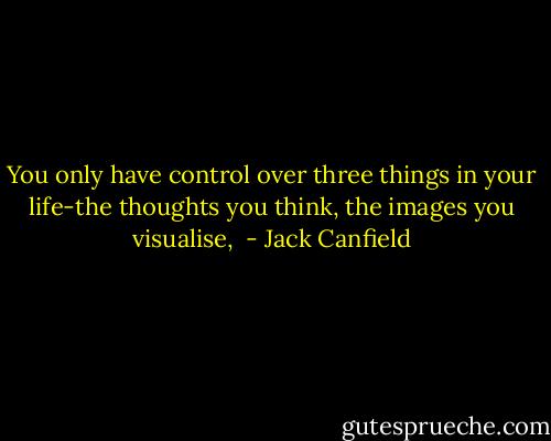 You only have control over three things in your life-the thoughts you think, the images you visualise,  - Jack Canfield