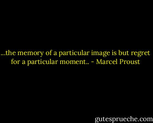 ...the memory of a particular image is but regret for a particular moment.. - Marcel Proust