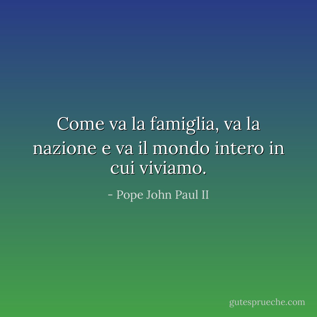 Come va la famiglia, va la nazione e va il mondo intero in cui viviamo. - Pope John Paul II
