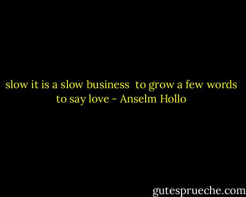slow it is<br />a slow business<br /><br />to grow a few words<br />to say love - Anselm Hollo