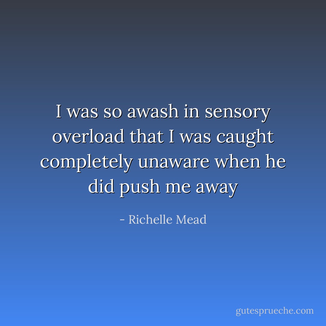I was so awash in sensory overload that I was caught completely unaware when he did push me away - Richelle Mead