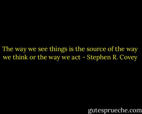 The way we see things is the source of the way we think or the way we act - Stephen R. Covey