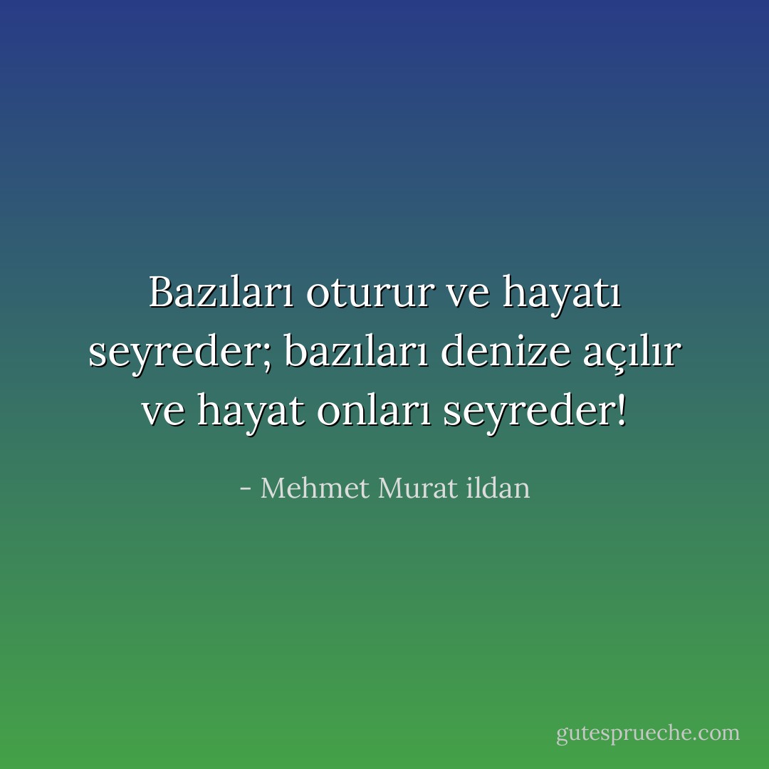 Bazıları oturur ve hayatı seyreder; bazıları denize açılır ve hayat onları seyreder! - Mehmet Murat ildan