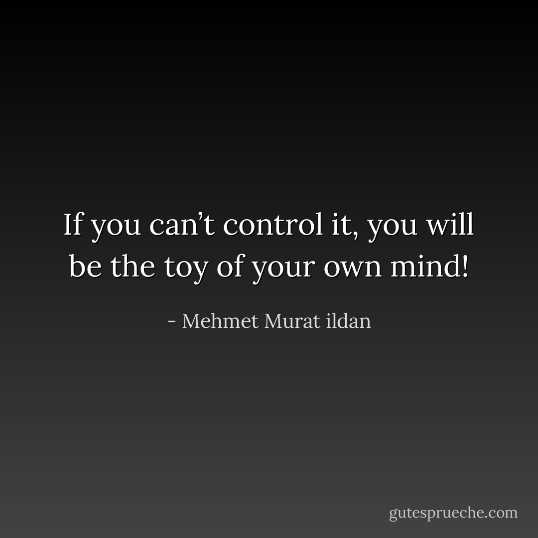 If you can’t control it, you will be the toy of your own mind! - Mehmet Murat ildan