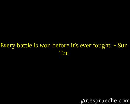 Every battle is won before it’s ever fought. - Sun Tzu