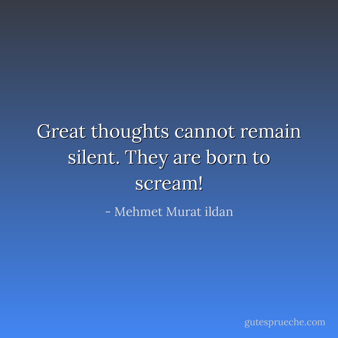 Great thoughts cannot remain silent. They are born to scream! - Mehmet Murat ildan