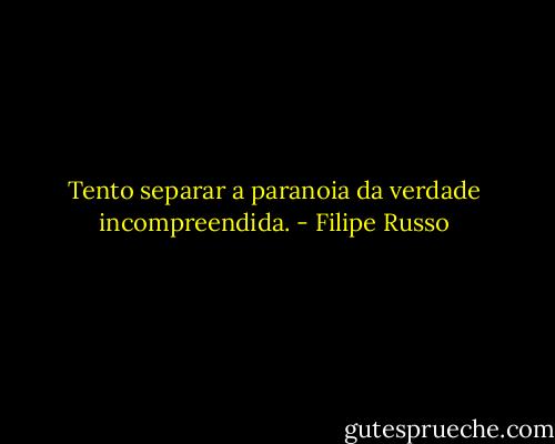 Tento separar a paranoia da verdade incompreendida. - Filipe Russo