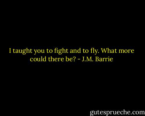 I taught you to fight and to fly. What more could there be? - J.M. Barrie