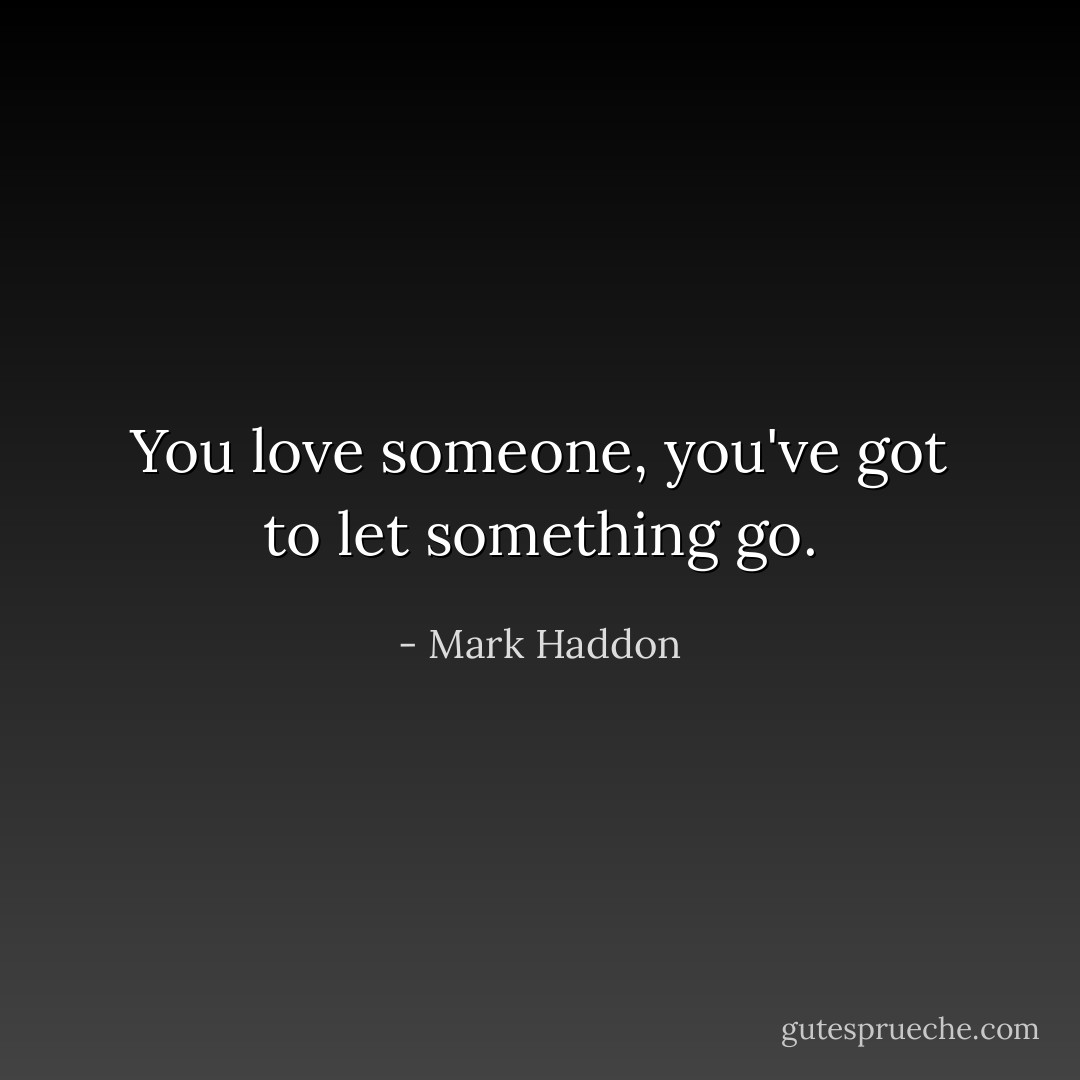You love someone, you've got to let something go. - Mark Haddon