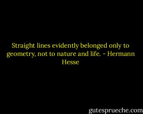 Straight lines evidently belonged only to geometry, not to nature and life. - Hermann Hesse