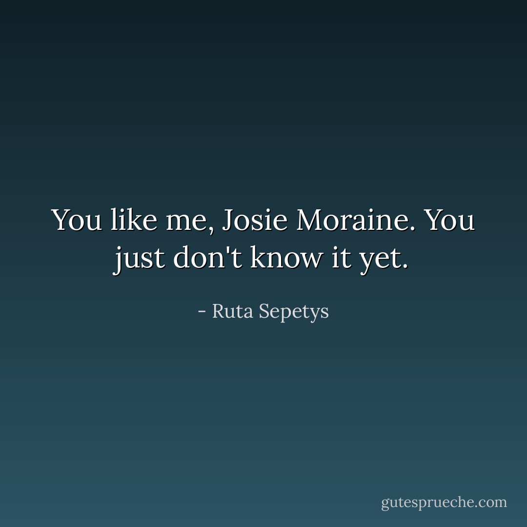 You like me, Josie Moraine. You just don't know it yet. - Ruta Sepetys