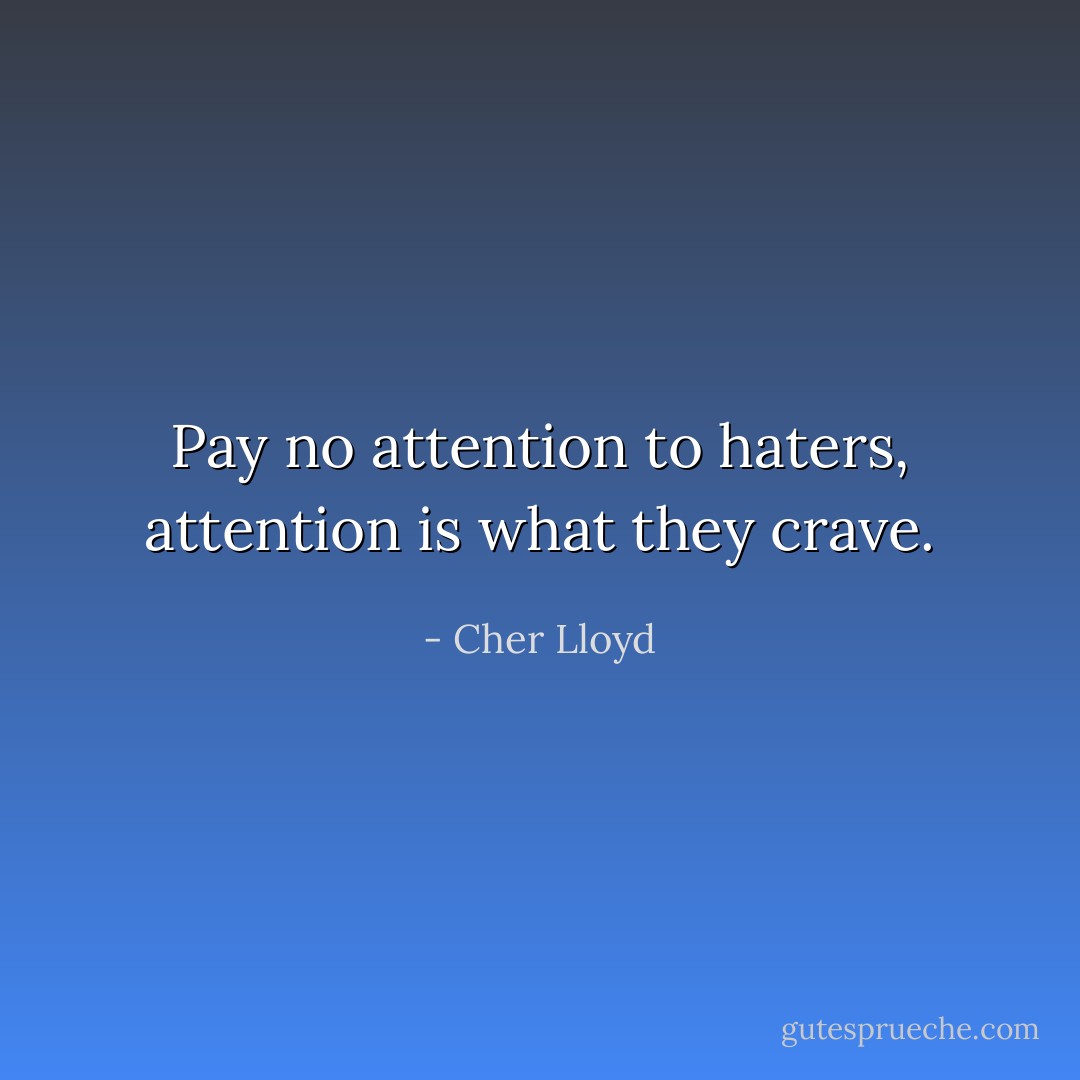 Pay no attention to haters,<br />attention is what they crave. - Cher Lloyd