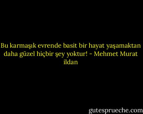 Bu karmaşık evrende basit bir hayat yaşamaktan daha güzel hiçbir şey yoktur! - Mehmet Murat ildan