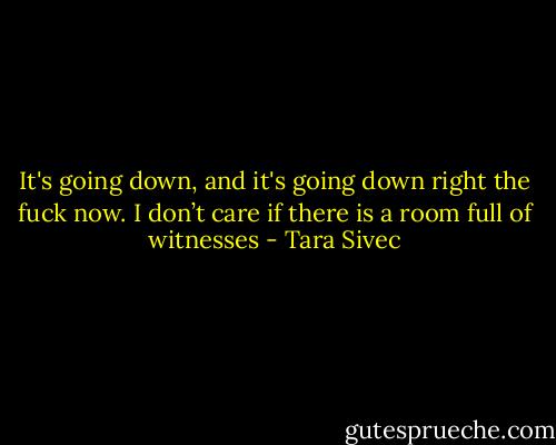 It's going down, and it's going down right the fuck now. I don’t care if there is a room full of witnesses - Tara Sivec