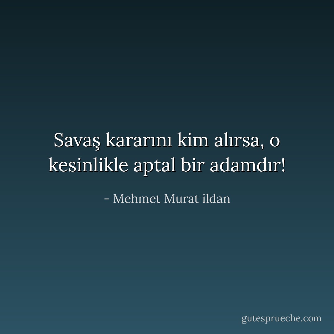Savaş kararını kim alırsa, o kesinlikle aptal bir adamdır! - Mehmet Murat ildan