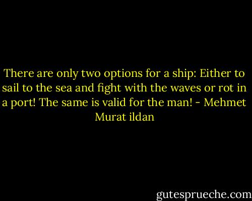 There are only two options for a ship: Either to sail to the sea and fight with the waves or rot in a port! The same is valid for the man! - Mehmet Murat ildan