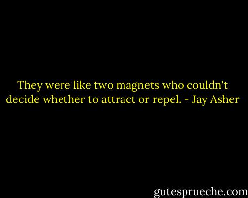 They were like two magnets who couldn't decide whether to attract or repel. - Jay Asher