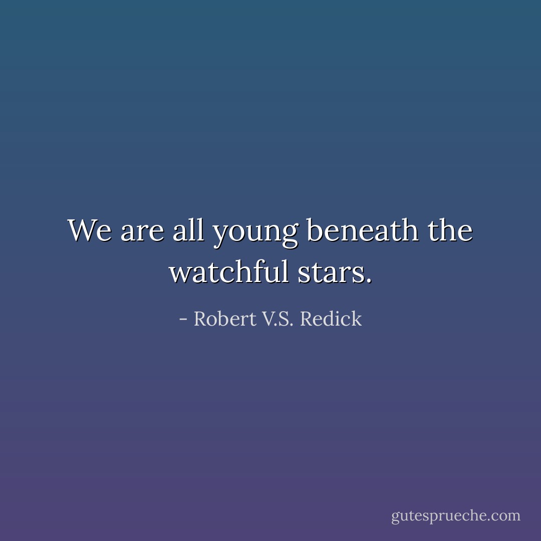 We are all young beneath the watchful stars. - Robert V.S. Redick