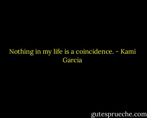 Nothing in my life is a coincidence. - Kami Garcia