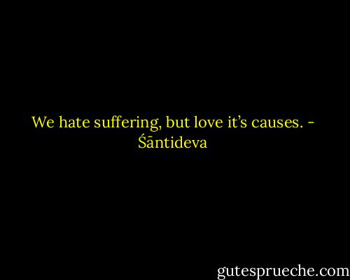 We hate suffering, but love it’s causes. - Śāntideva