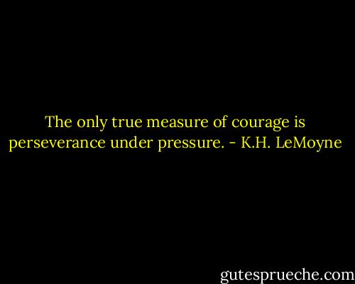 The only true measure of courage is perseverance under pressure. - K.H. LeMoyne