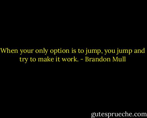 When your only option is to jump, you jump and try to make it work. - Brandon Mull