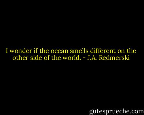 I wonder if the ocean smells different on the other side of the world. - J.A. Redmerski
