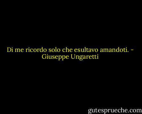 Di me ricordo solo che esultavo amandoti. - Giuseppe Ungaretti