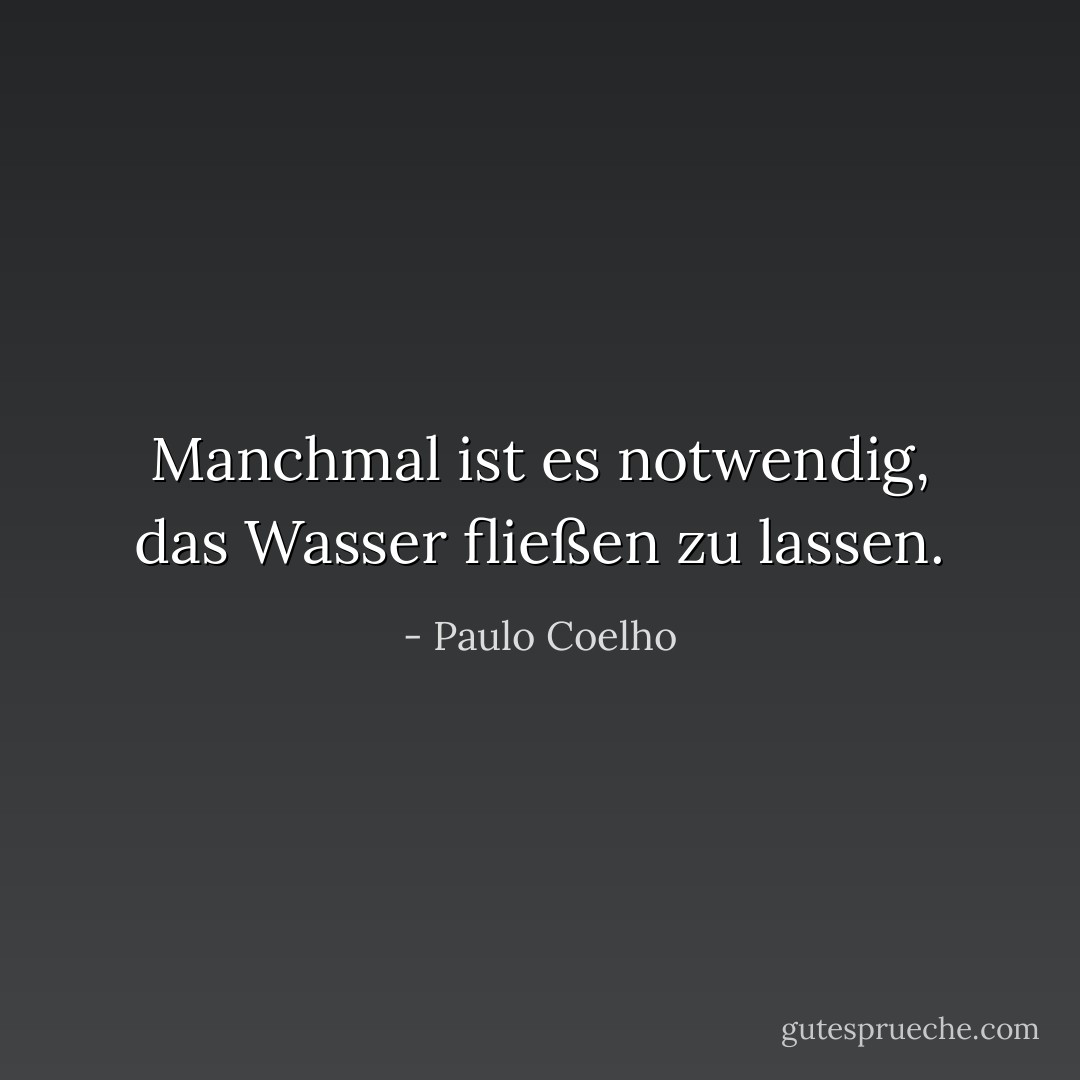 Manchmal ist es notwendig, das Wasser fließen zu lassen. - Paulo Coelho<