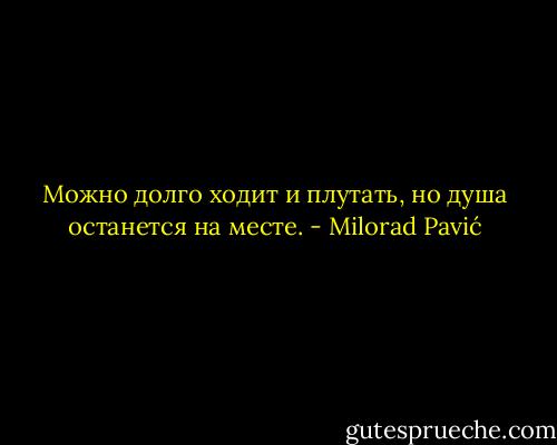 Можно долго ходит и плутать, но душа останется на месте. - Milorad Pavić