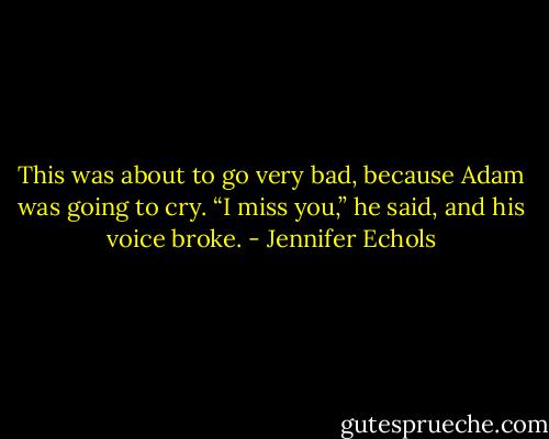This was about to go very bad, because Adam was going to cry. “I miss you,” he said, and his voice broke. - Jennifer Echols