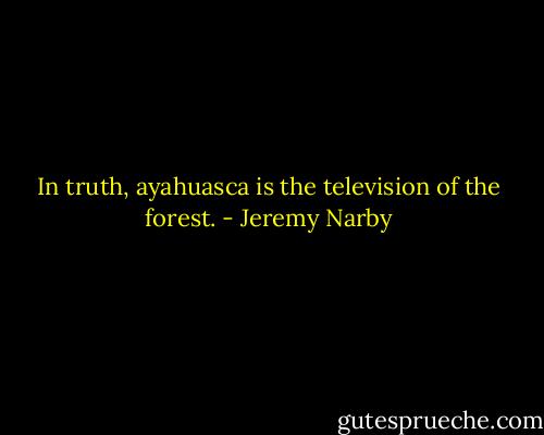 In truth, ayahuasca is the television of the forest. - Jeremy Narby