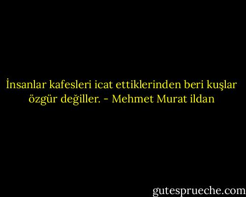 İnsanlar kafesleri icat ettiklerinden beri kuşlar özgür değiller. - Mehmet Murat ildan