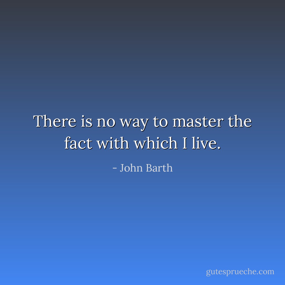There is no way to master the fact with which I live. - John Barth