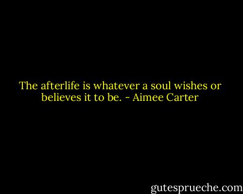The afterlife is whatever a soul wishes or believes it to be. - Aimee Carter