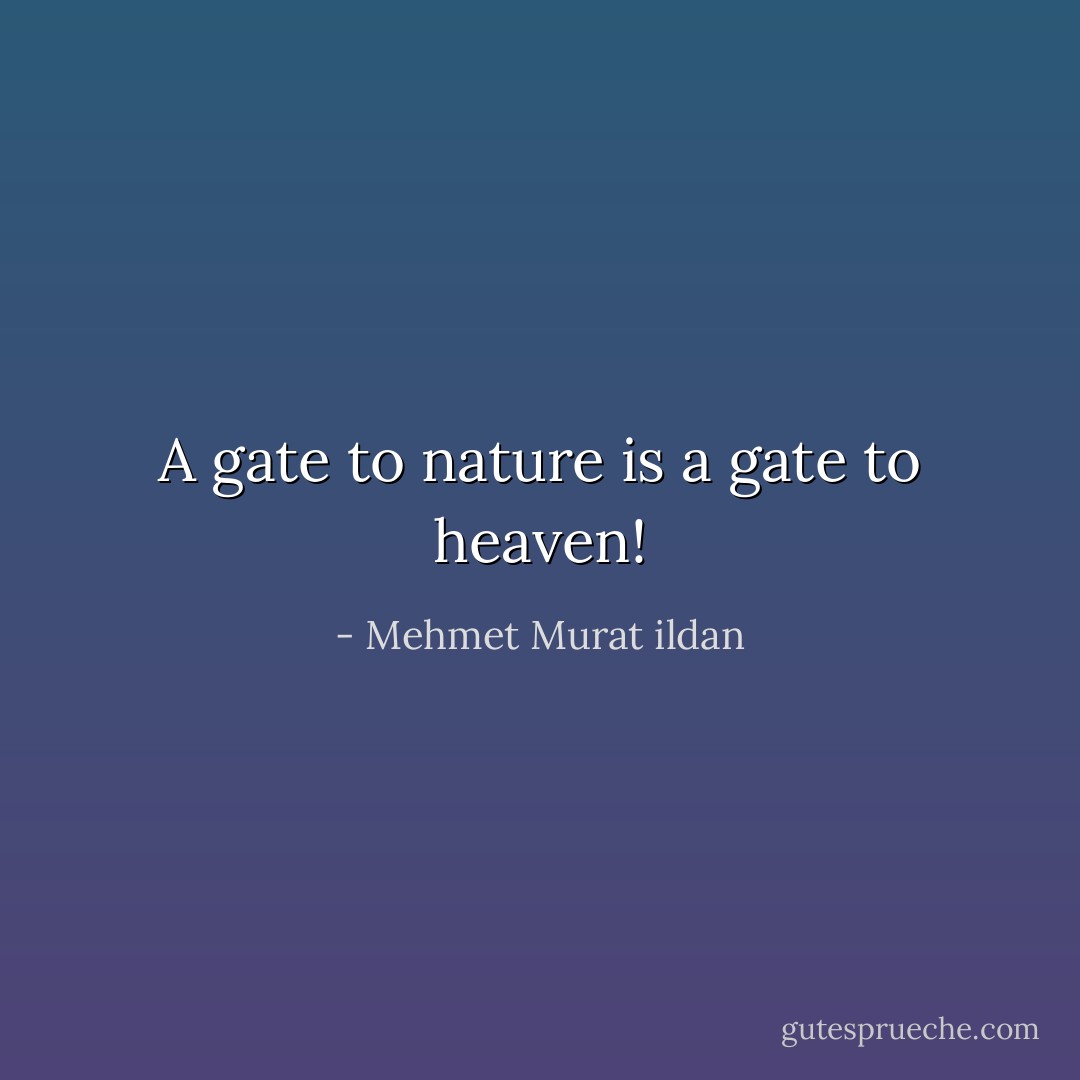 A gate to nature is a gate to heaven! - Mehmet Murat ildan