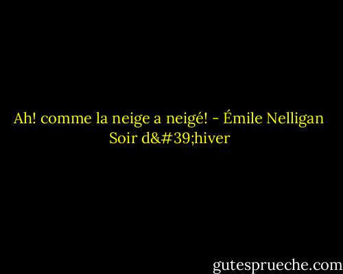 Ah! comme la neige a neigé! - Émile Nelligan Soir d'hiver