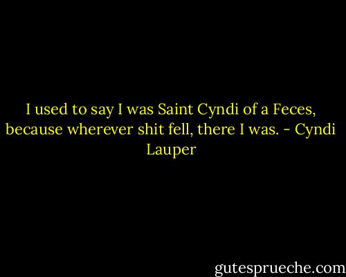 I used to say I was Saint Cyndi of a Feces, because wherever shit fell, there I was. - Cyndi Lauper