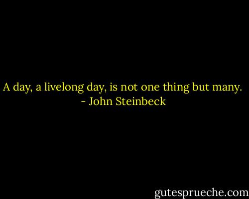 A day, a livelong day, is not one thing but many. - John Steinbeck