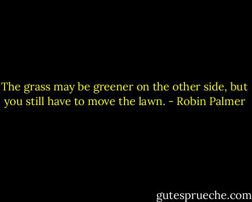 The grass may be greener on the other side, but you still have to move the lawn. - Robin Palmer