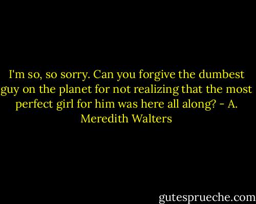 I'm so, so sorry. Can you forgive the dumbest guy on the planet for not realizing that the most perfect girl for him was here all along? - A. Meredith Walters