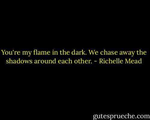 You're my flame in the dark. We chase away the shadows around each other. - Richelle Mead