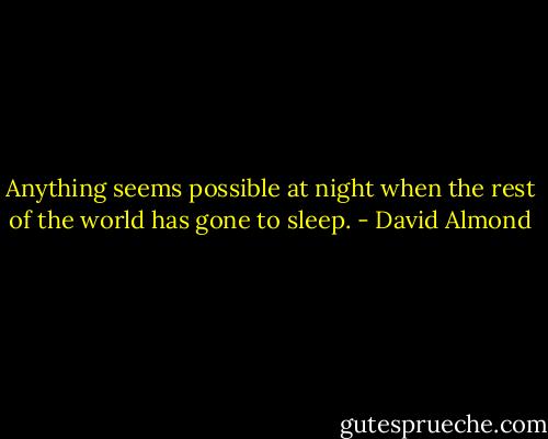 Anything seems possible at night when the rest of the world has gone to sleep. - David Almond