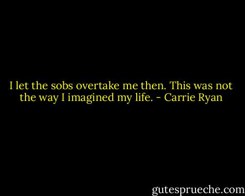 I let the sobs overtake me then. This was not the way I imagined my life. - Carrie Ryan