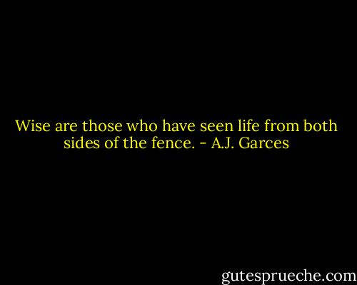 Wise are those who have seen life from both sides of the fence. - A.J. Garces