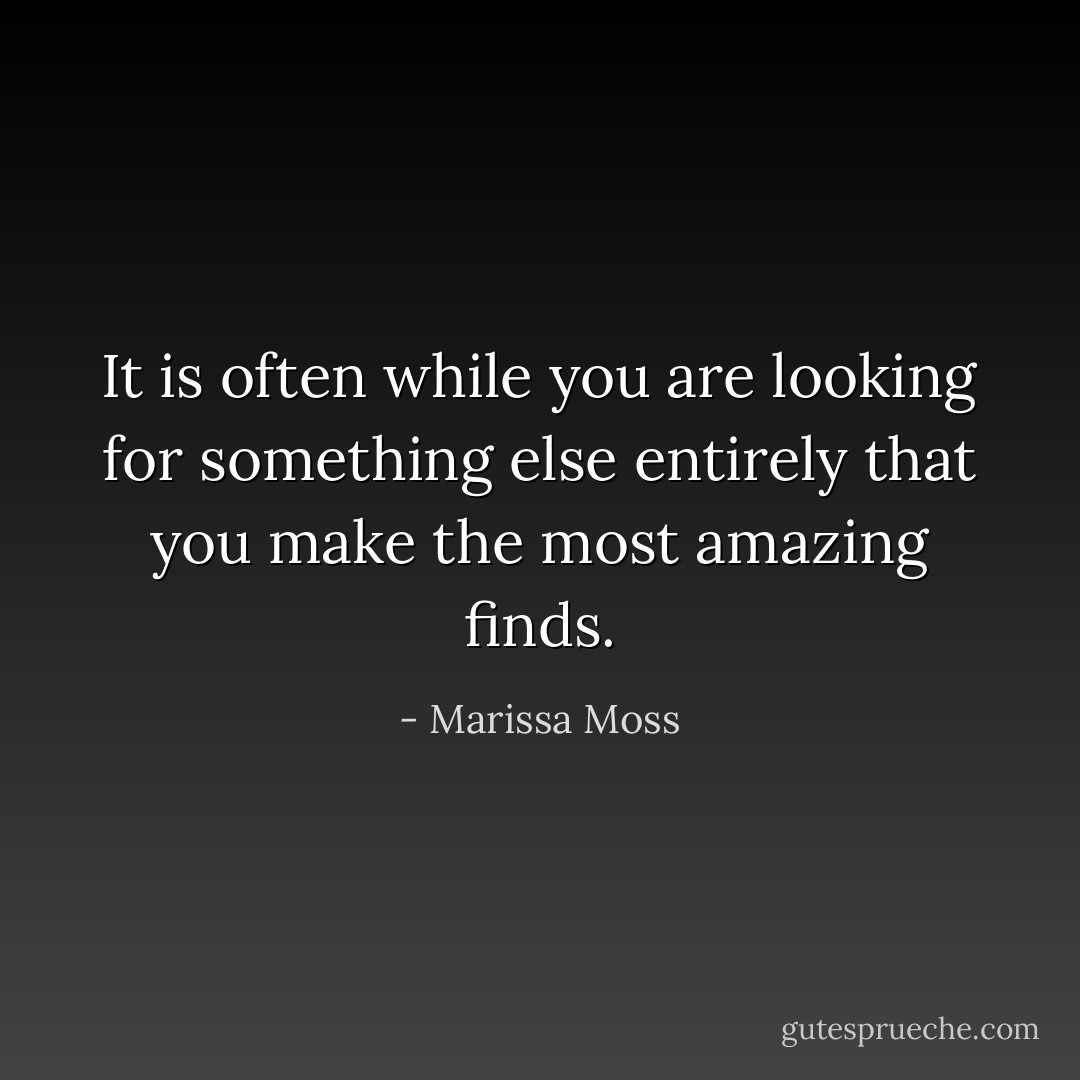 It is often while you are looking for something else entirely that you make the most amazing finds. - Marissa Moss