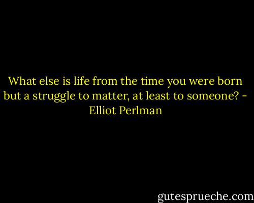 What else is life from the time you were born but a struggle to matter, at least to someone? - Elliot Perlman