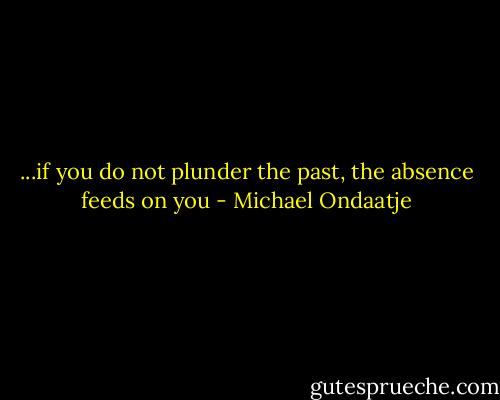 ...if you do not plunder the past, the absence feeds on you - Michael Ondaatje