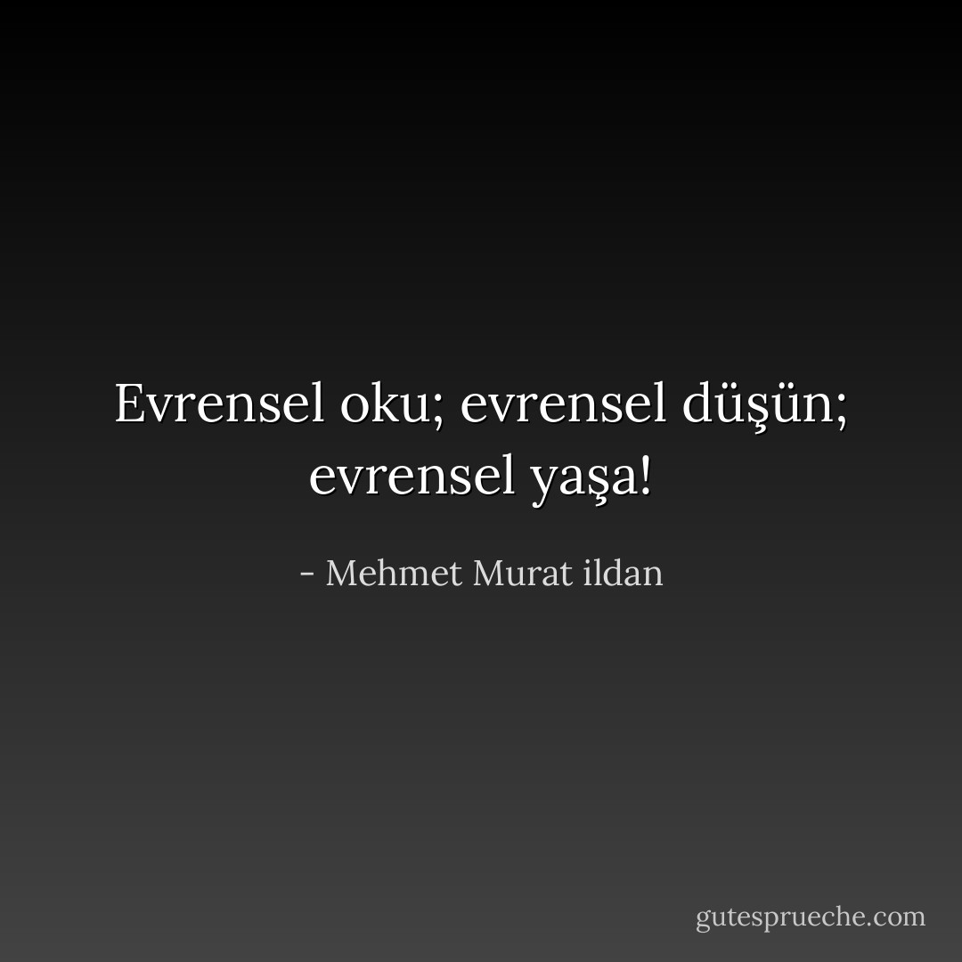 Evrensel oku; evrensel düşün; evrensel yaşa! - Mehmet Murat ildan